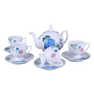 碧落缘友 陶瓷龙凤礼品釉下五彩手绘茶具 双色兰牡丹礼品瓷 套装-家居-亚马逊中国