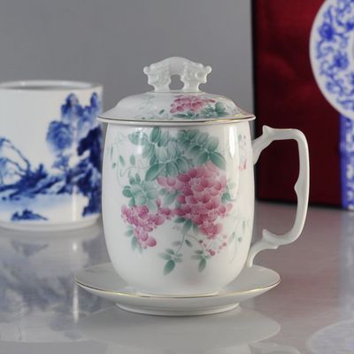 【釉下五彩 三件套杯 茶杯 水杯 办公室杯 老板杯 礼品瓷】价格,厂家,图片,杯子,景德镇诚耀商贸-