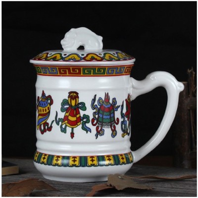 景德镇粉彩陶瓷茶杯办公杯公司福利礼品老板杯