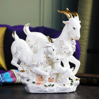 景德镇陶瓷花瓶 大肚瓶中国红釉福寿图描金花送人婚庆乔迁礼品瓷